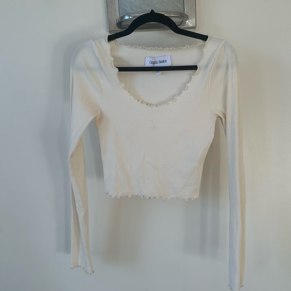 Organic Basics Cream Ribbed Top